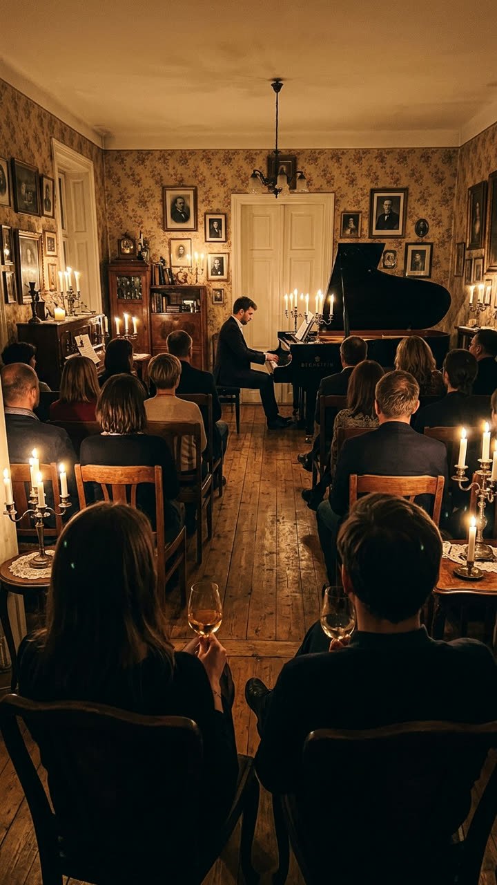 Concert Chopin aux chandelles, avec un verre de vin blanc